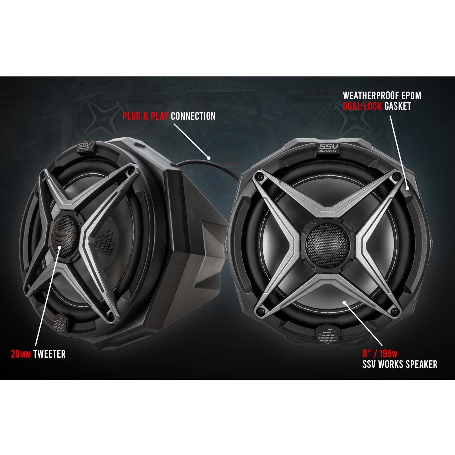 SSV Works, Polaris RZR Pro / Turbo R Ride Command 8" Cage Mounted Speaker Pods