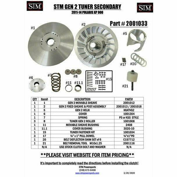 STM, Polaris RZR XP 900 Tuner Secondary Clutch